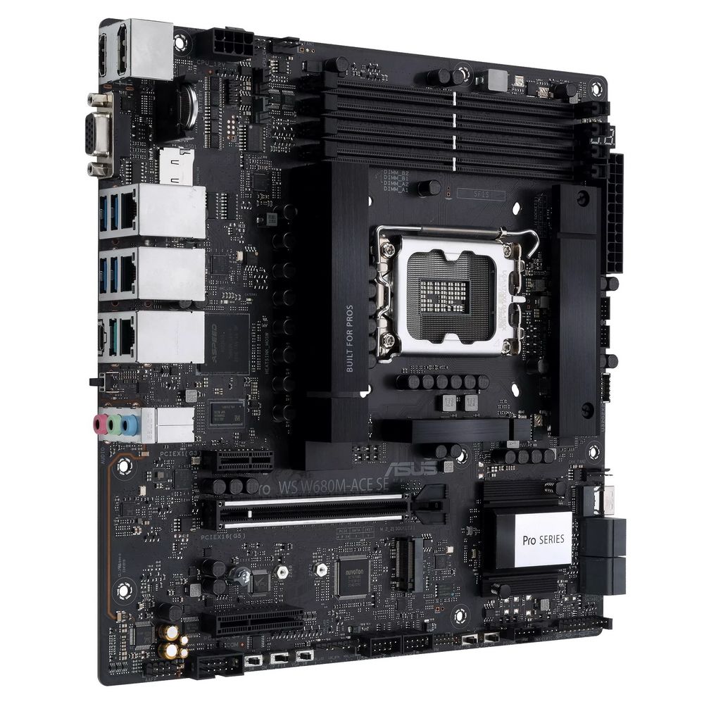 Материнская плата ASUS PRO WS W680M-ACE SE LGA1700 mATX 4xDDR5 PCIEx16 PCIEx4 PCIEx1 2xM.2 USB-C DP HDMI VGA 2х2.5GLAN — изображение 3
