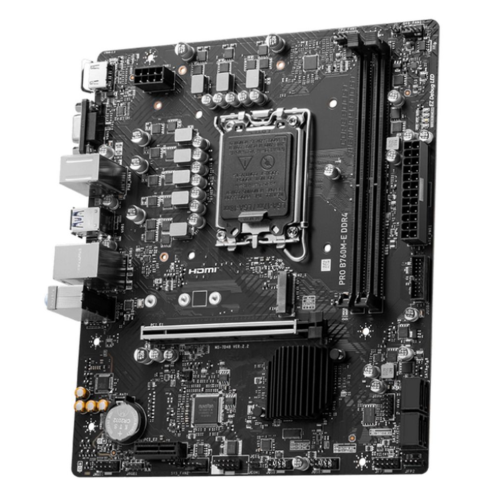 Материнская плата MSI PRO B760M-E DDR4 B760, LGA1700, 2*DDR4, 1*PCIEx16, 1*PCIEx1, 1*M.2, 4*USB3.2Gen1, 8*USB2.0, 4*SATA3.0, 1G, VGA, HDMI, M-ATX, RTL — изображение 3