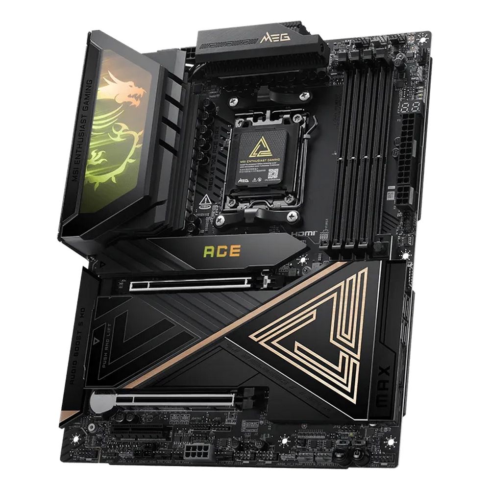 Материнская плата MSI MEG X870E ACE MAX X870E, AM5, 4*DDR5, 2*PCIEx16, 1*PCIEx4, 5*M.2, 3*TypeC, 9*USB3.2Gen2, 4*USB3.2Gen1, 4*USB2.0, 4*SATA3.0, 10G, 5G, 2*Type-C(DP), HDMI, ATX, RTL — изображение 3