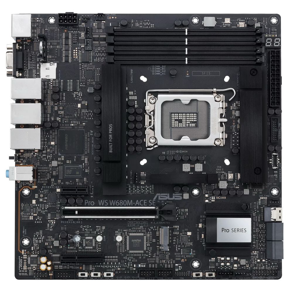 Материнская плата ASUS PRO WS W680M-ACE SE LGA1700 mATX 4xDDR5 PCIEx16 PCIEx4 PCIEx1 2xM.2 USB-C DP HDMI VGA 2х2.5GLAN — изображение 2