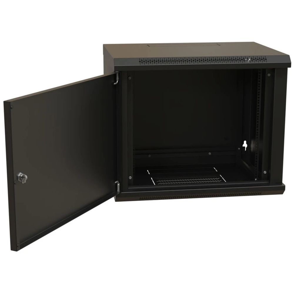 Шкаф Hyperline WRline WR-TW-1545-SR-RAL9004 настенный 19-дюймовый (19"), 15U, 775x600х450мм, цельнометаллическая дверь с замком, цвет черный (RAL9004) (разобранный) — изображение 4