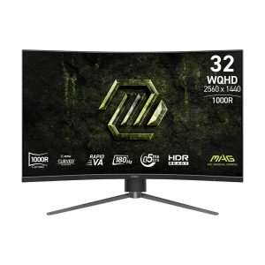 Монитор 31.5" MSI MAG 325CQPF E18 Curved  Rapid VA, 2560x1440, 180Hz, 0,5ms, 300сd/m, 3500:1, HDR | 2xHDMI(2.0b), DP(1.4a) | HAS, Swivel, ExPSU, , Vesa 100, Black