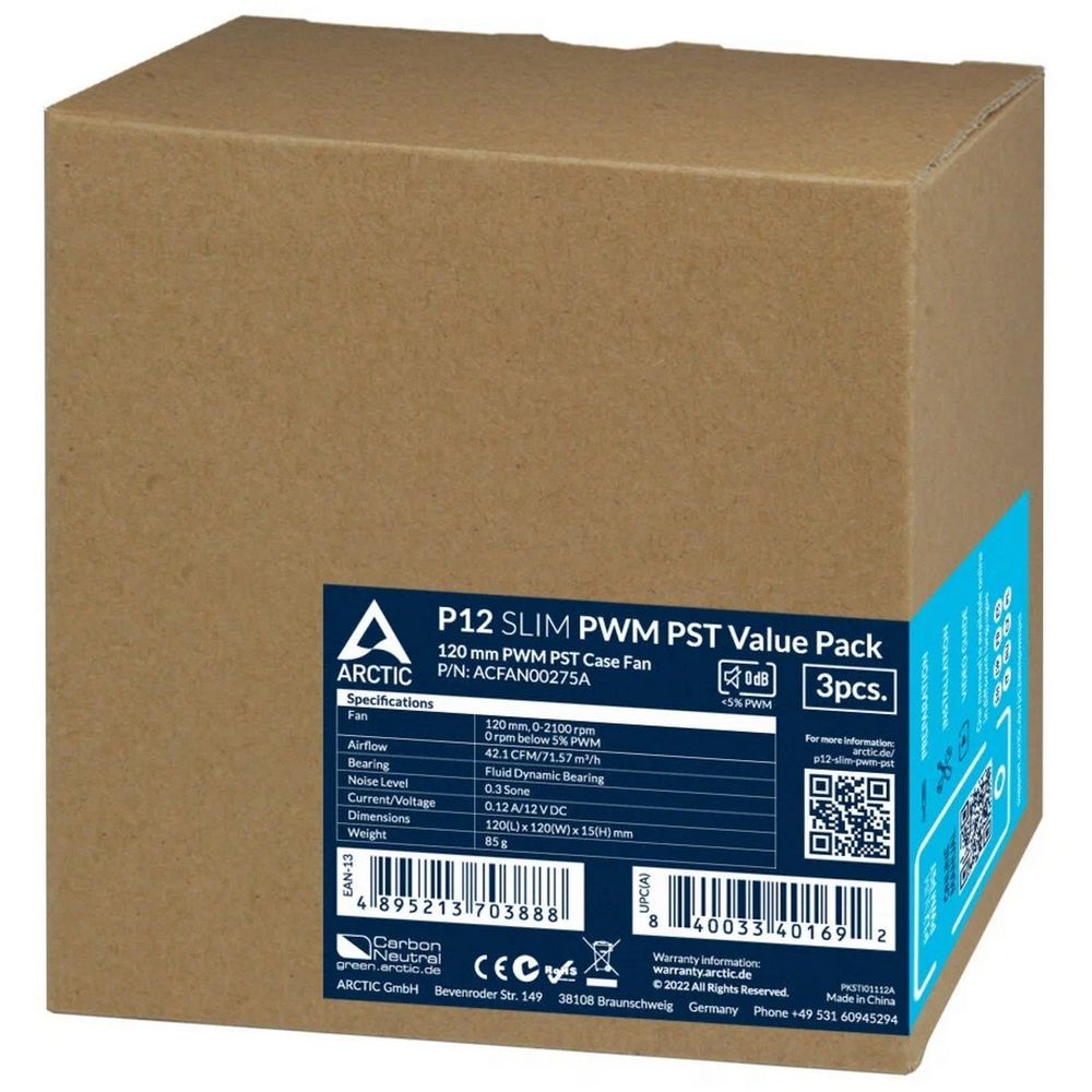 Вентилятор Arctic Cooling ARCTIC P12 SLIM PWM PST Вентилятор корпусной -3 Pack (ACFAN00275A) — изображение 6