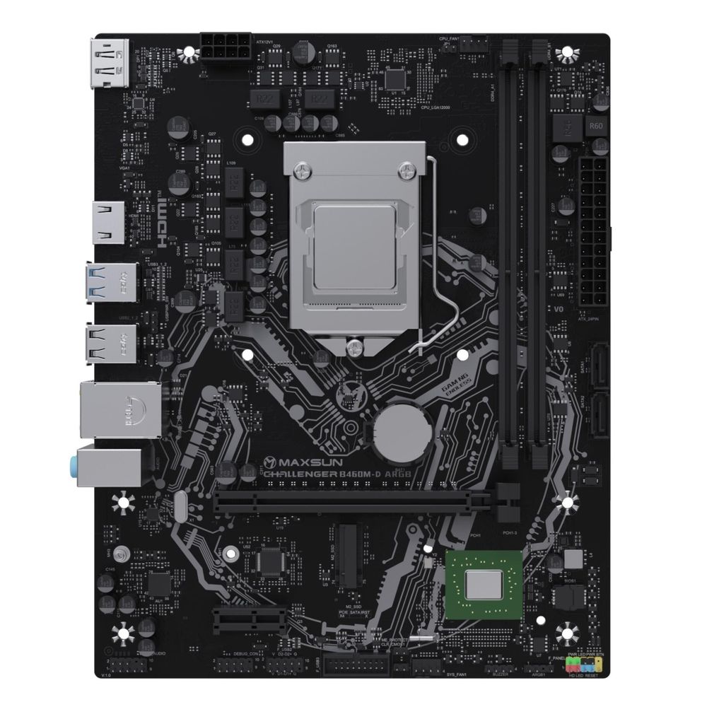Материнская плата Maxsun MS-Challenger B460M-D ARGB B460, LGA1200, 2*DDR4, 1*PCIEx16, 1*PCIEx1, 1*M.2, 4*USB3.2Gen1, 6*USB2.0, 2*SATA3.0, 1G, DP, HDMI, M-ATX, RTL — изображение 3
