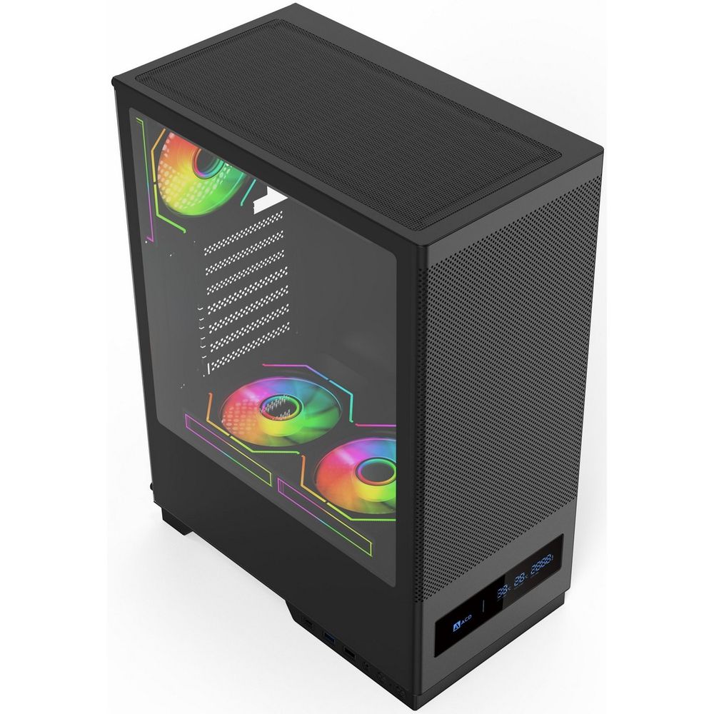 Корпус для ПК ACD Citadel 108DB ATX, Type-C + 2 X USB ports + HD audio combo, Mesh, TG, Black — изображение 2