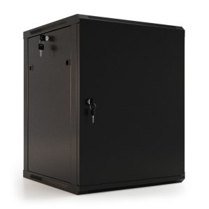 Шкаф HyperlineTWB-0645-SR-RAL9004 настенный 6U, 367x600х450мм, металлическая передняя дверь с замком, две боковые панели, цвет черный (RAL 9004) (разобранный)