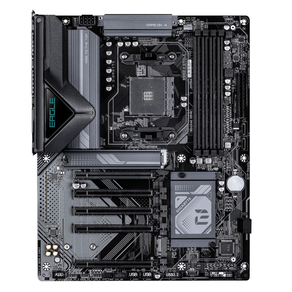 Материнская плата Gigabyte B550 X EAGLE B550, AM4, 4*DDR4, 5*PCIEx16, 2*M.2, 2*TypeC, *USB3.2Gen2, 3*USB3.2Gen1, 6*USB2.0, 4*SATA3.0, 2.5G, HDMI, ATX, RTL — изображение 2