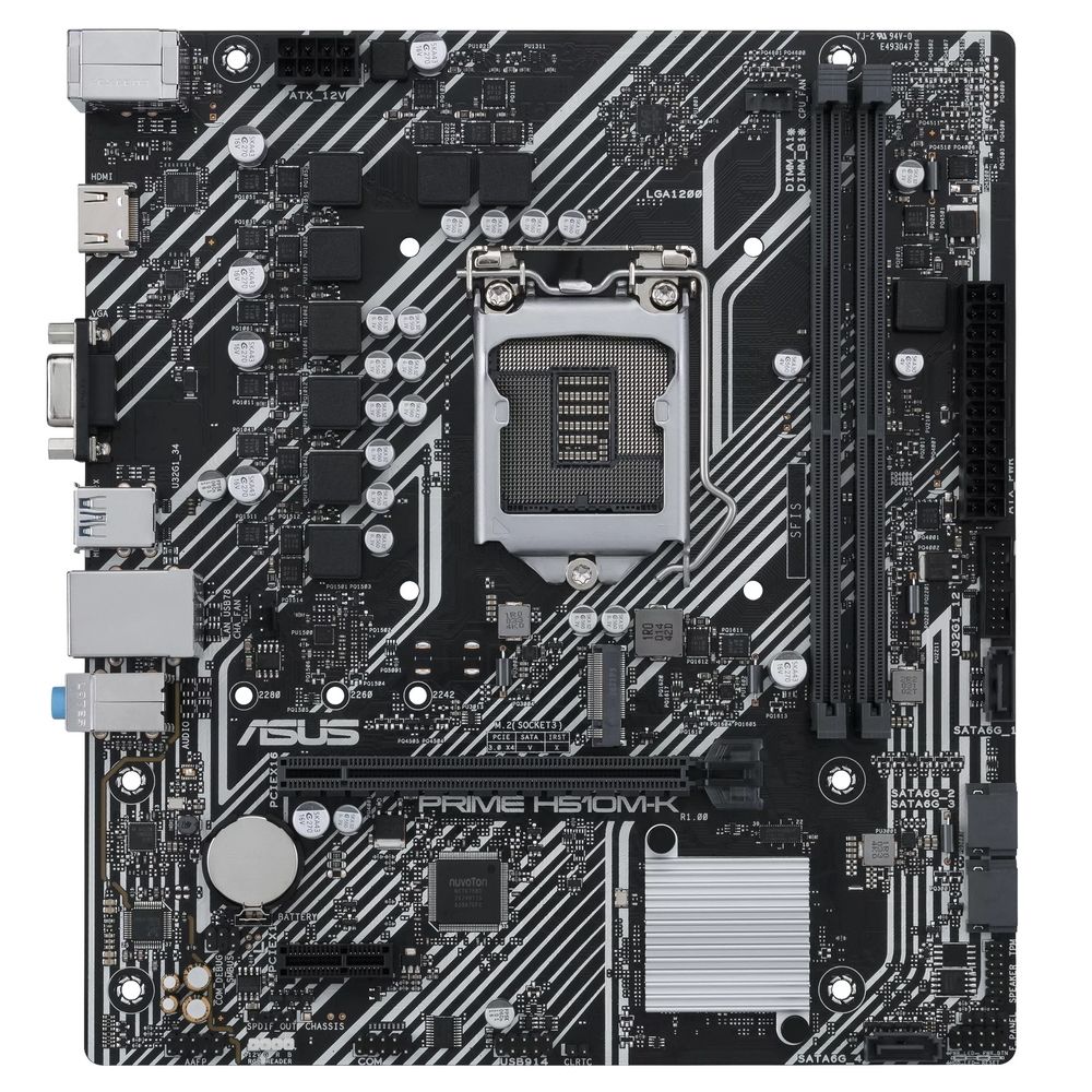 Материнская плата ASUS PRIME H510M-K R2.0 LGA1200 mATX 2xDDR4 PCIEx16 PCIEx1 M.2 HDMI VGA GLAN — изображение 3