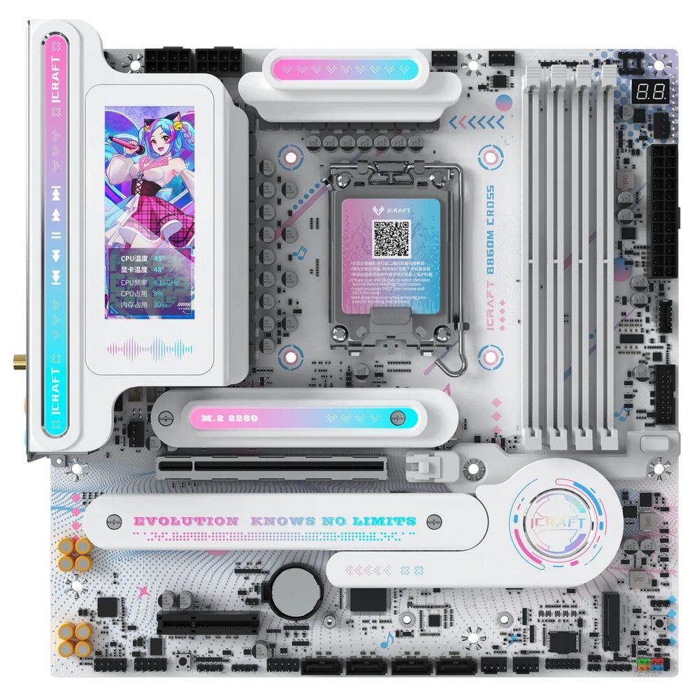 Материнская плата Maxsun MS-iCraft B860M CROSS PRO B860, LGA1851, 4*DDR5, 1*PCIEx16, 1*PCIEx4, 3*M.2, 1*TypeC, 8*USB3.2Gen2, 2*USB3.2Gen1, 3*USB2.0, 4*SATA3.0, 5G, Type-C(DP), DP, HDMI, M-ATX, RTL — изображение 2