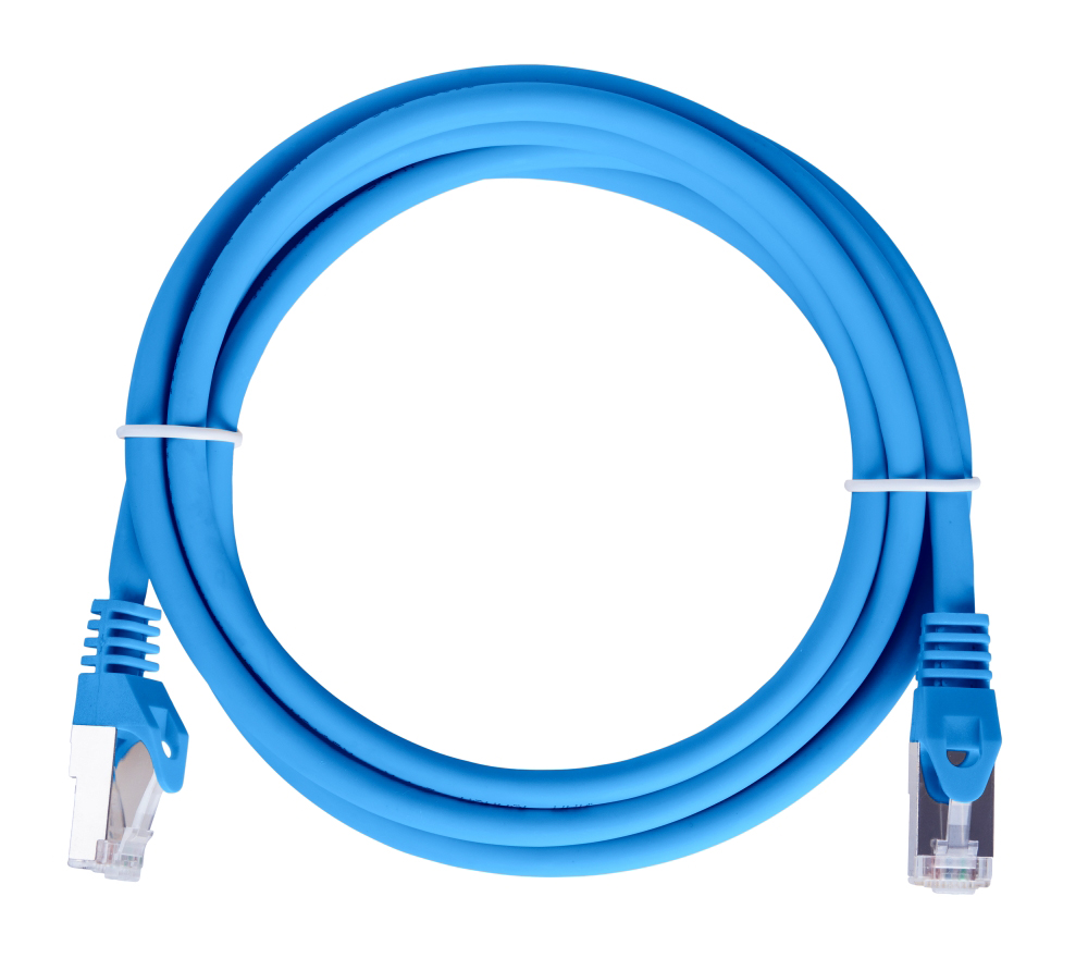 Шнур коммутационный (патч-корд) экранированный F/UTP, 26 AWG, Кат.5e, LSZH нг(А)-HF, цвет синий, 2.0 м