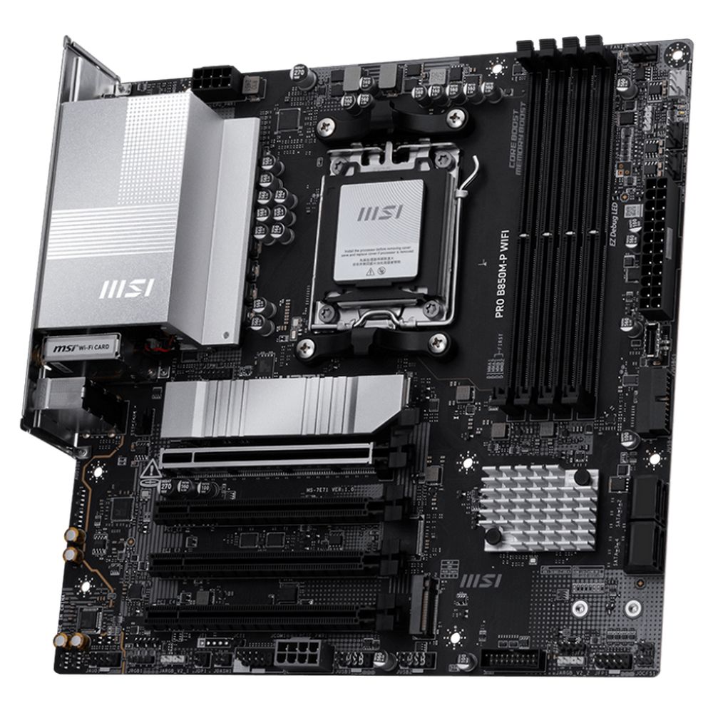 Материнская плата MSI PRO B850M-P WIFI B850, AM5, 4*DDR5, 4*PCIEx16, 3*M.2, 3*TypeC, 1*USB3.2Gen2, 5*USB3.2Gen1, 8*USB2.0, 4*SATA3.0, 5G, HDMI, ATX, RTL — изображение 5