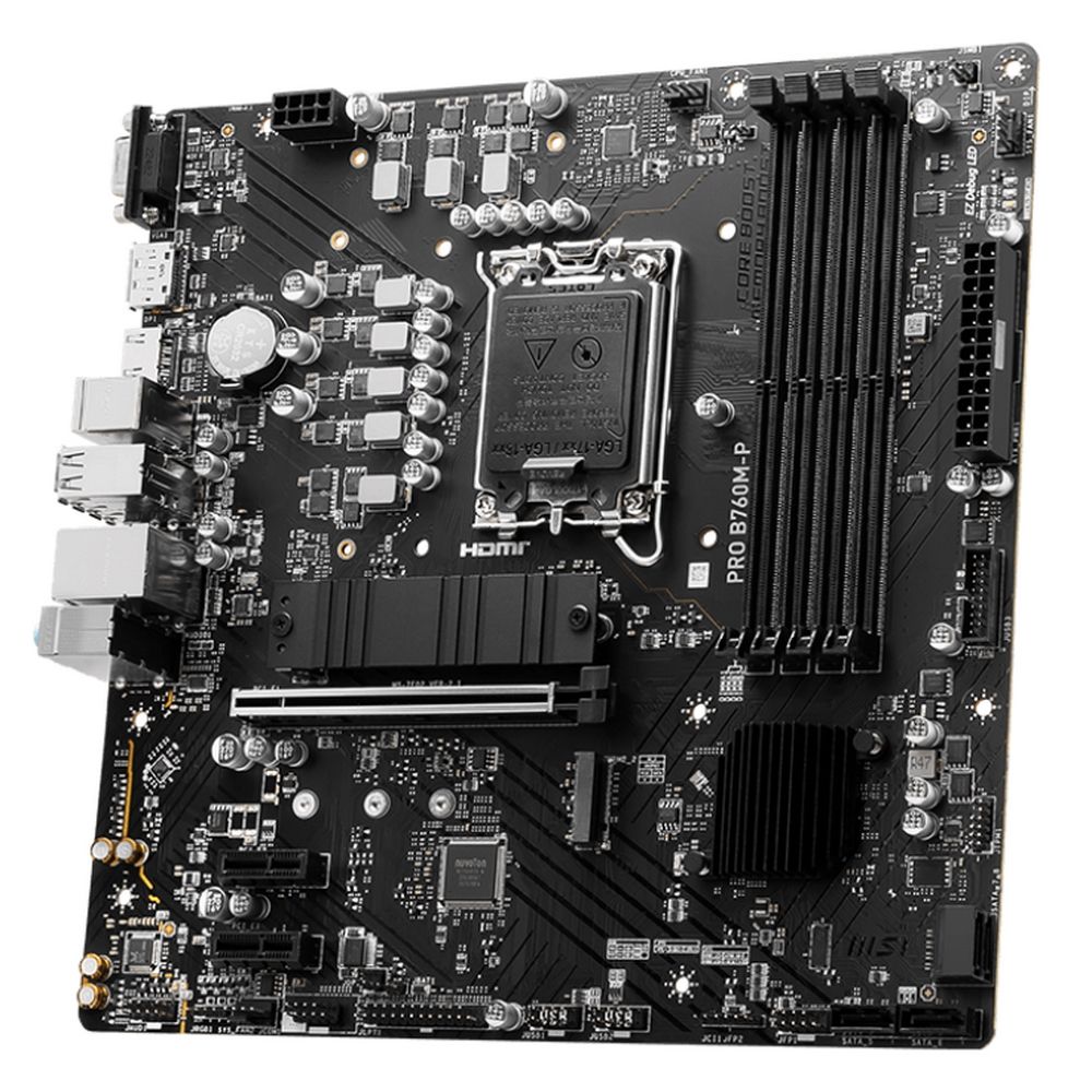 Материнская плата MSI PRO B760M-P B760, LGA1700, 4*DDR5, 1*PCIEx16, 2*PCIEx1, 2*M.2, 1*TypeC, 3*USB3.2Gen1, 8*USB2.0, 4*SATA3.0, 1G, VGA, DP, HDMI, M-ATX, RTL — изображение 4