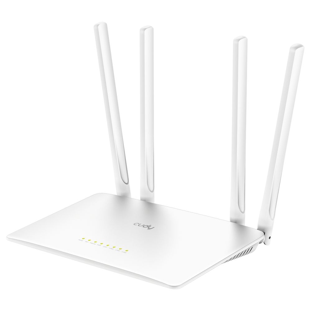 Маршрутизатор CUDY AC1200 Wi-Fi Router Dual Band, Chipset MediaTek, 802.11ac/a/b/g/n, 867Mbps at 5GHz + 300Mbps at 2.4GHz, 5 × 10/100Mbps Ports, WiFi router/AP/ Repeater/WISP Mode,4 5dBi fixed antennas, WPA3, Guest network, WPS, DDNS, VPN Client, IPv6,TR069/TR098/TR111/TR18