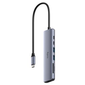 Концентратор CUDY  UH407  7-IN-1 USB C Hub with 4K HDMI 7-IN-1 USB Hub, Aluminium housing, 1 USB-C 3.0 5Gbps male connecter with 25cm cable, 1x 4K@60Hz HDMI Port, 1x 100W USB-C port for PD Charging, 2 USB-A 3.0 5Gbps Data Port, 1 USB-C 3.0 5Gbps Data Port, 1 x SD Card Slot,1 x TF(MicroSD) Card Slot, compatible