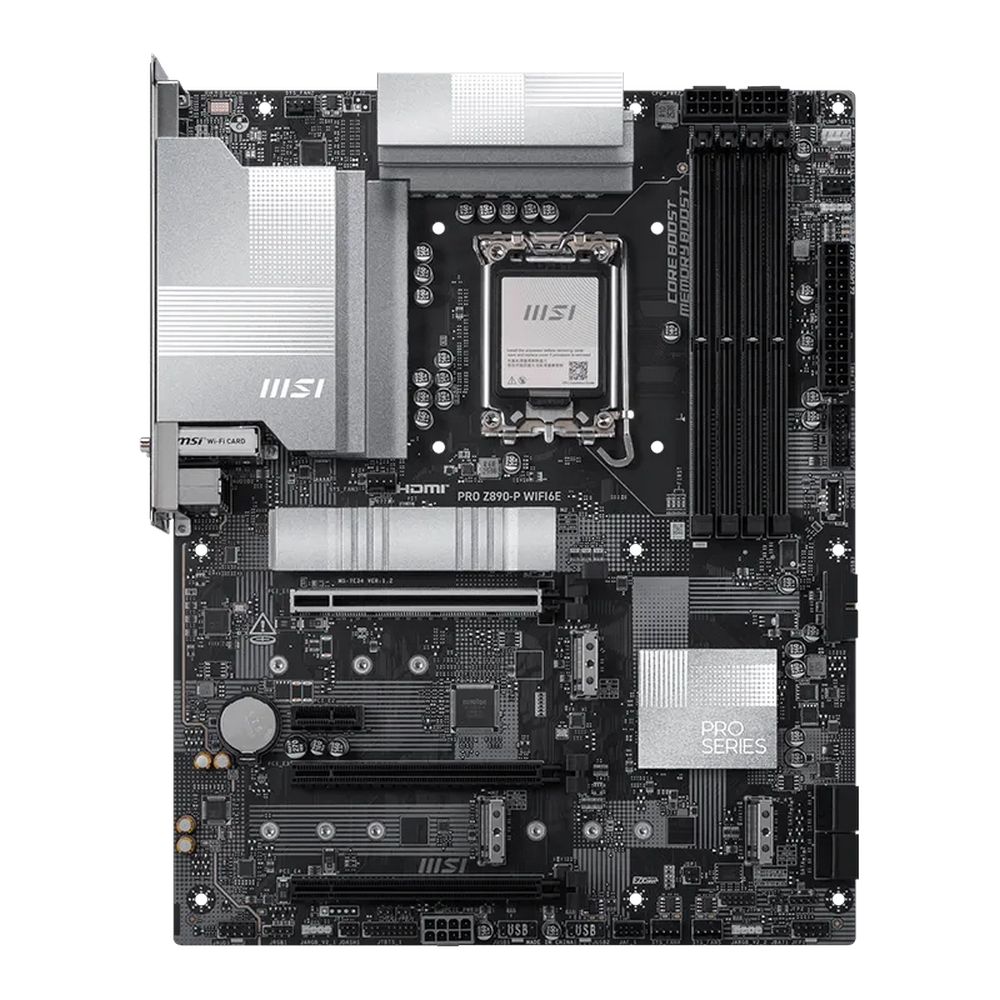 Материнская плата MSI PRO Z890-P WIFI6E Z890, LGA1851, 4*DDR5, 3*PCIEx16, 1*PCIEx1, 4*M.2, 2*TypeC, 1*USB3.2 Gen2, 6*USB3.2 Gen1, 8*USB2.0, 4*SATA3, 5G, DP, HDMI, ATX, RTL — изображение 2