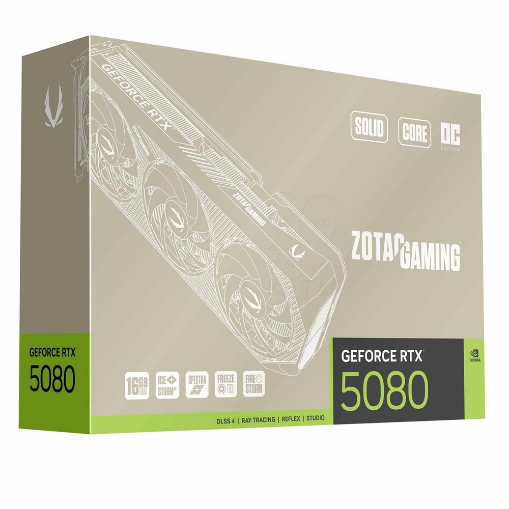 Видеокарта Zotac RTX 5080 SOLID CORE OC 20th ANNI Ed 16GB GDDR7 256bit 3xDP HDMI 3FAN PREMIUM PACK — изображение 9