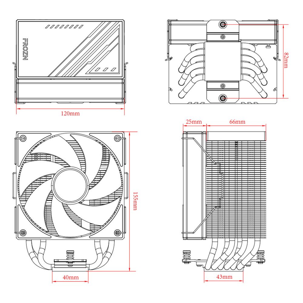 Вентилятор Cooler ID-Cooling FROZN A610 BLACK 250W/ Intel 1700, 12*, 115*, AMD AM5, AM4/ Screws — изображение 6
