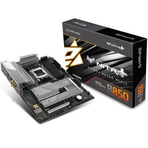 Материнская плата Sapphire B850A NITRO+ WIFI7 B850, AM5, 4*DDR5, 3*PCIEx16, 3*M.2, 2*TypeC, 3*USB3.2Gen2, 2*USB3.2Gen1, 6*USB2.0, 4*SATA3.0, 2.5G, DP, HDMI, ATX, RTL