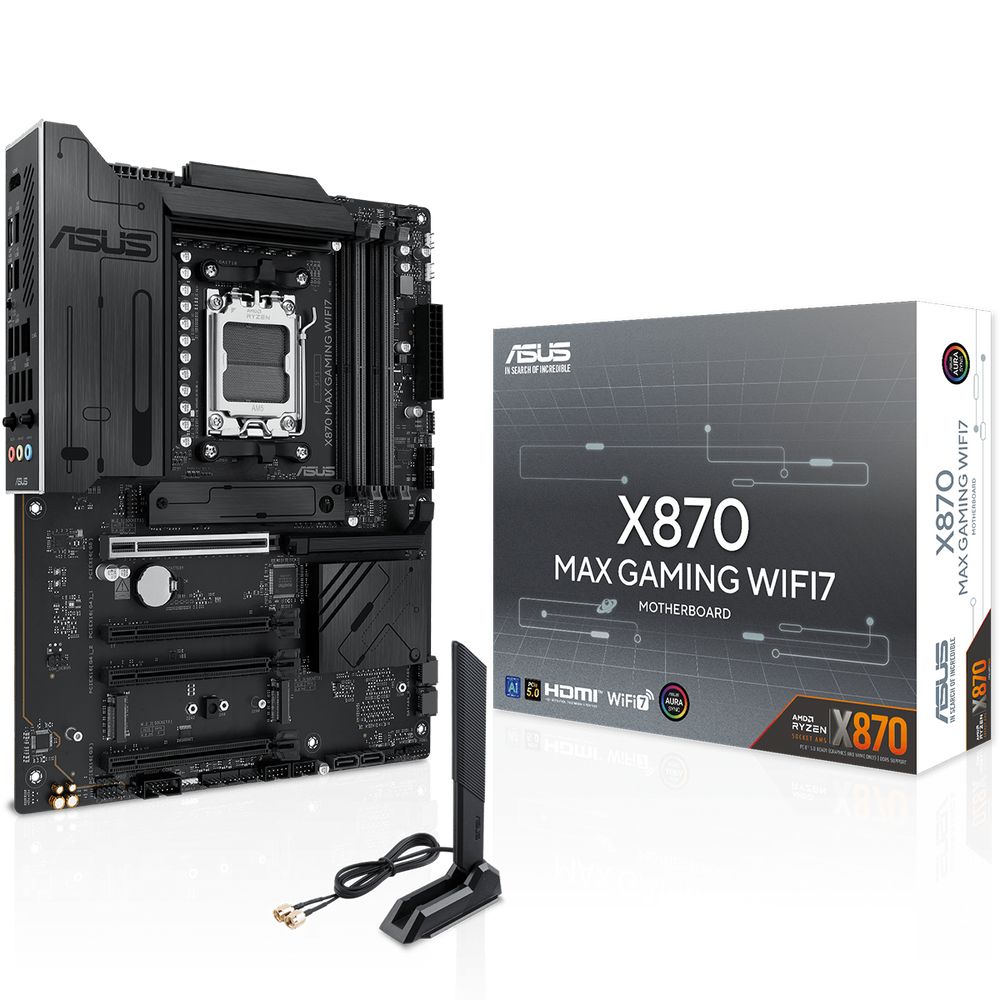 Материнская плата ASUS X870 MAX GAMING WIFI7 AM5 ATX 4xDDR5 4хPCIEx16 PCIEx1 4xM.2 2xUSB-C HDMI 2.5GLAN Wi-Fi 7