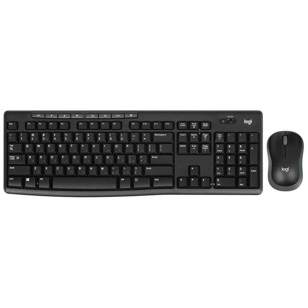 Комплект беспроводной клавиатура+мышь Logitech MK270 Black, оригинальная заводская РУС гравировка