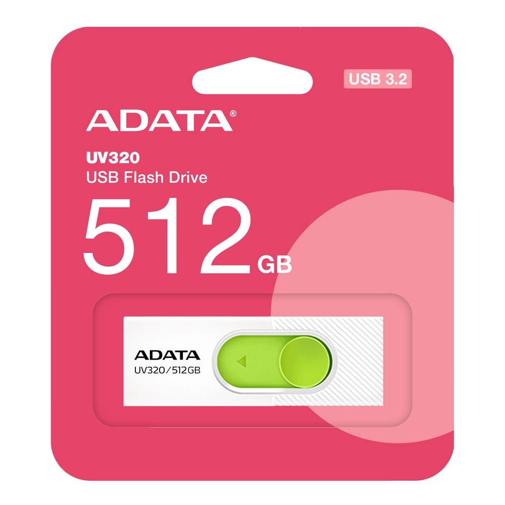 USB накопитель ADATA 512GB USB 3.2 Gen1 AUV320-512G-RWHGN White/Green — изображение 3