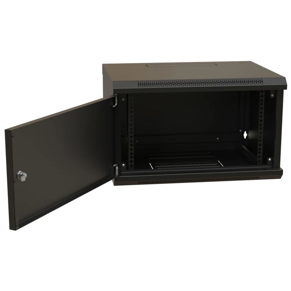 Шкаф Hyperline WRline WR-TW-0666-SR-RAL9004 настенный 19-дюймовый (19"), 6U, 367x600х600мм, цельнометаллическая дверь с замком, цвет черный (RAL9004) (разобранный) — изображение 3