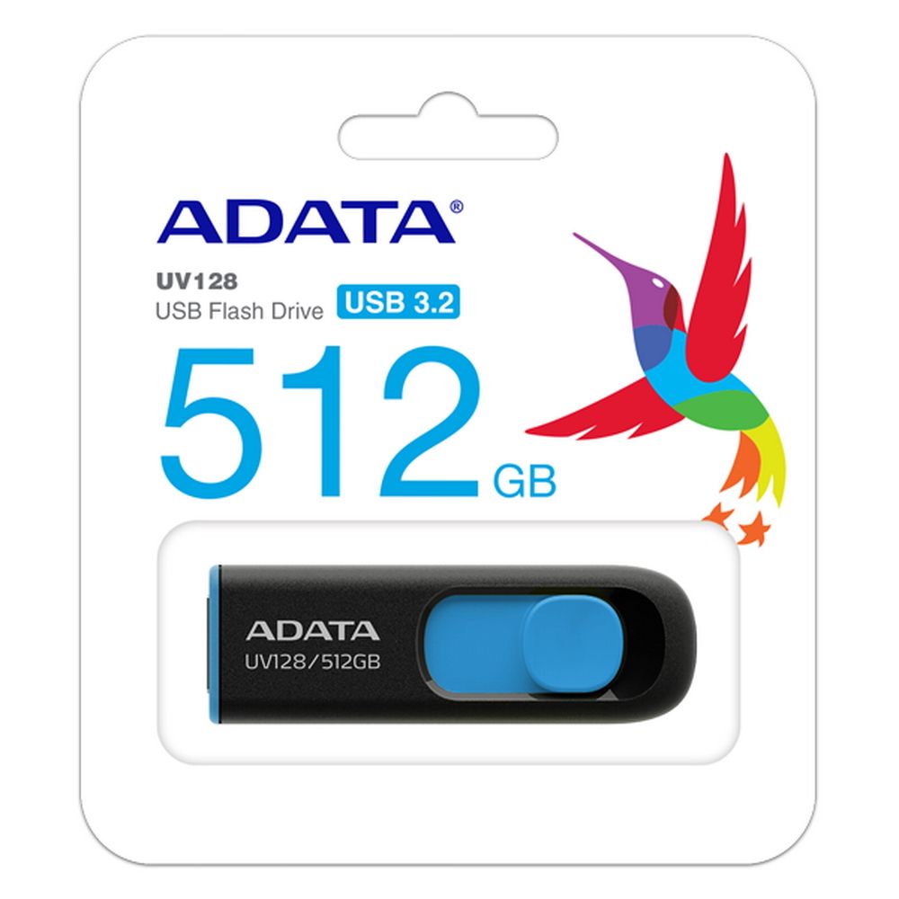 USB накопитель ADATA 512GB USB 3.2 Gen1 AUV128-512G-RBE Black/Blue, Performance (Max.): Up to 100MB/s read — изображение 3