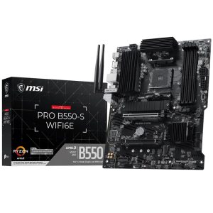 Материнская плата MSI PRO B550-S WIFI6E B550, AM4, 4*DDR4, 2*PCIEx16, 1xPCIEx1, 2*M.2, 2*TypeC, 1*USB3.2Gen2, 4*USB3.2Gen1, 8*USB2.0, 4*SATA3.0, 1G, HDMI, ATX, RTL