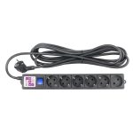 Фильтр-удлинитель Power Cube SPG6-B2 6 розеток (5 с заземлением + 1 без), черный, 5м, 16 А/3,5 кВт, 3*1.5мм²