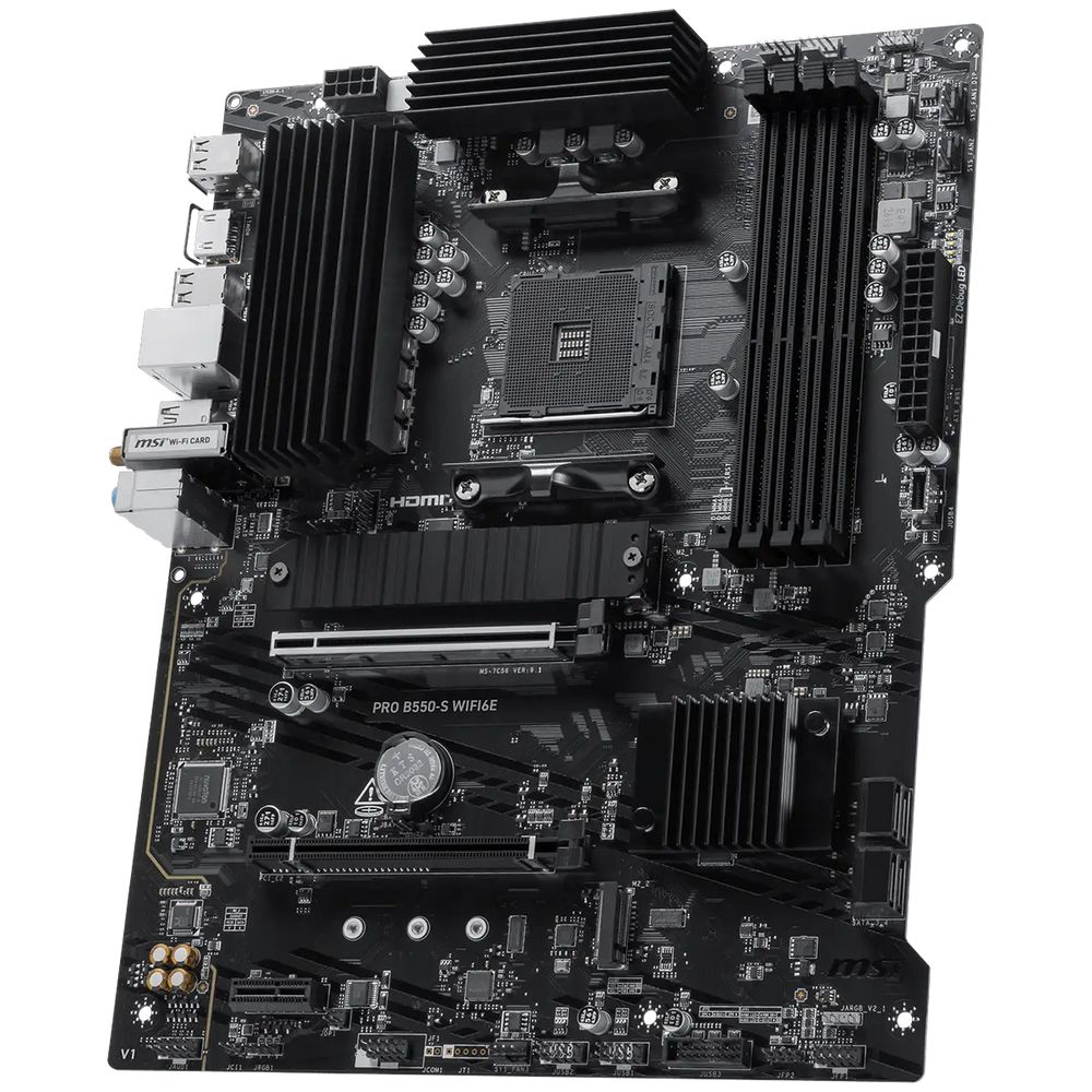 Материнская плата MSI PRO B550-S WIFI6E B550, AM4, 4*DDR4, 2*PCIEx16, 1xPCIEx1, 2*M.2, 2*TypeC, 1*USB3.2Gen2, 4*USB3.2Gen1, 8*USB2.0, 4*SATA3.0, 1G, HDMI, ATX, RTL — изображение 3