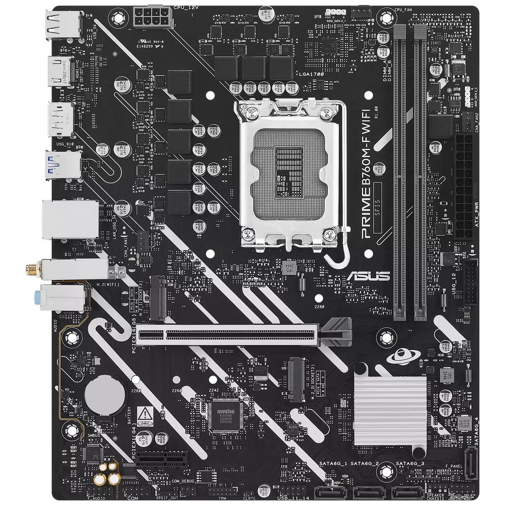 Материнская плата ASUS PRIME B760M-F WIFI LGA1700 mATX 2xDDR5 PCIEx16 PCIEx1 2xM.2 DP HDMI GLAN Wi-Fi 6 — изображение 3