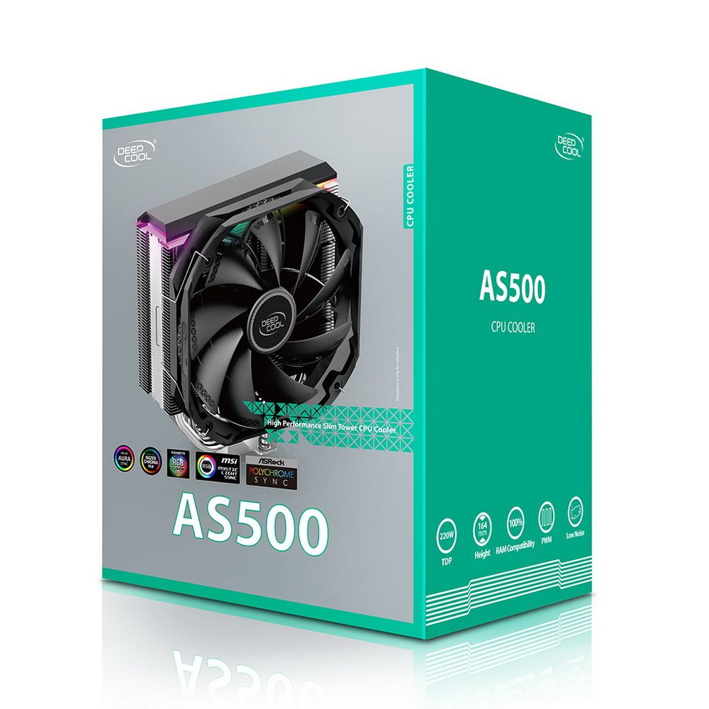 Вентилятор Deepcool AS500 RTL {8} (727064) (Height 164mm, 6mm x 5pcs, Fan 140mm, 500;1200RPM ±10%, < 29.2 dB(A), 4-pin PWM, TDP 220W, Screw, Socket AMD AM4, Intel LGA 2066/2011-v3/2011/1700/1200/115x) — изображение 11