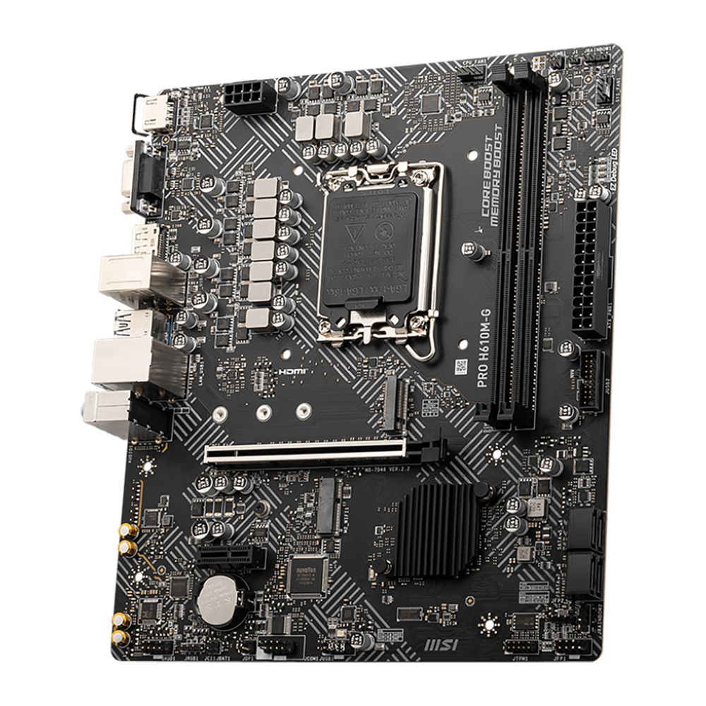 Материнская плата MSI PRO H610M-G H610, LGA1700, 2*DDR5, 1*PCIEx16, 1*PCIEx1, 1*M.2, 4*USB3.2Gen1, 6*USB2.0, 4*SATA3.0, 1G, VGA, DP, HDMI, M-ATX, RTL — изображение 5
