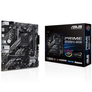 Материнская плата ASUS PRIME B550M-K ARGB AM4 mATX 2xDDR4 PCIEx16 PICEx1 2xM.2 DP HDMI GLAN