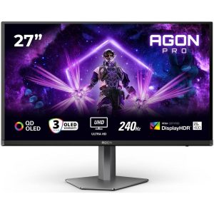 Монитор 26.5" AOC AGON AG276UZD  QD-OLED, 3840x2160, 240Hz, 0,03ms, 1000сd/m, 1500000:1, HDR10 | 2xHDMI(2.1), DP(2.1), Type-C(PD-65W), 4xUSB 3.2 | HAS, Pivot, Swivel, ExPSU, Speakers, Vesa 100, Black/Grey