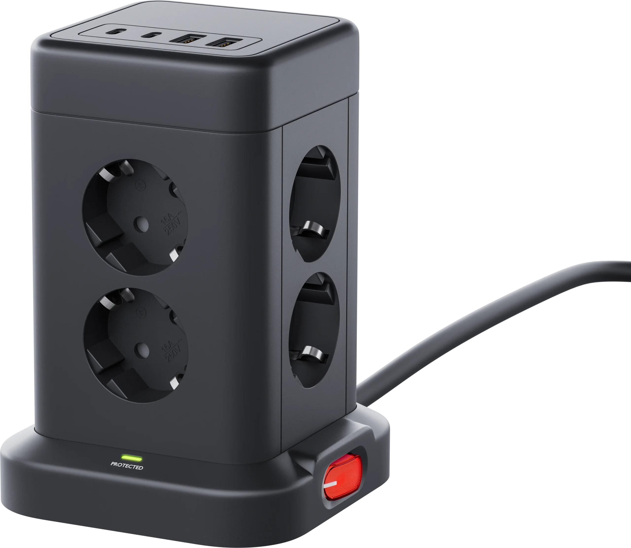 Сетевой фильтр ILS 453 3М 8 розеток 16A 2x(USB-A+USB-C) черный 99631 DEFENDER — изображение 7
