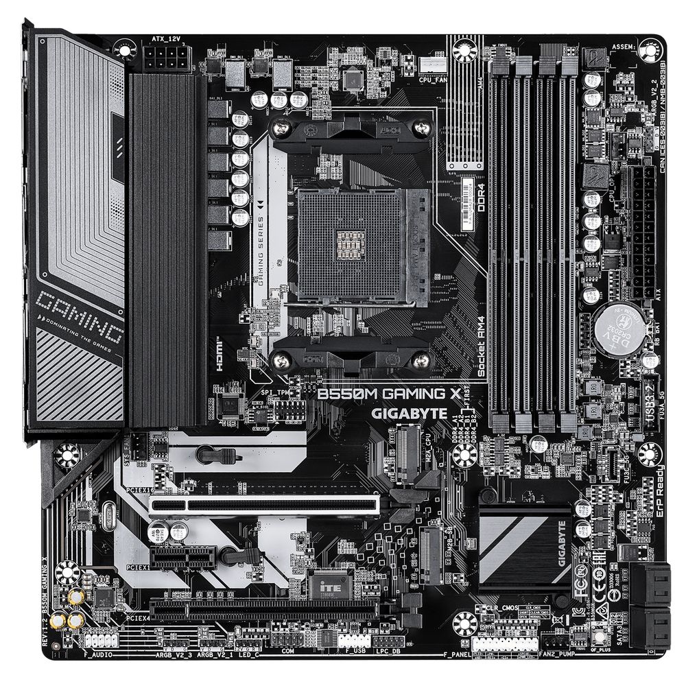 Материнская плата Gigabyte B550M GAMING X B550, AM4, 4*DDR4, 2*PCIEx16, 1*PCIEx1, 2*M.2, 1*TypeC, 4*USB3.2Gen1, 4*USB2.0, 4*SATA3.0, 1G, DP, HDMI, M-ATX, RTL — изображение 2