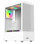 Корпус для ПК ACD Citadel 108W ATX, Type-C + 2XUSB ports + HD audio combo, Mesh, TG, White.