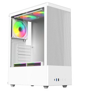 Корпус для ПК ACD Citadel 108W ATX, Type-C + 2XUSB ports + HD audio combo, Mesh, TG, White.