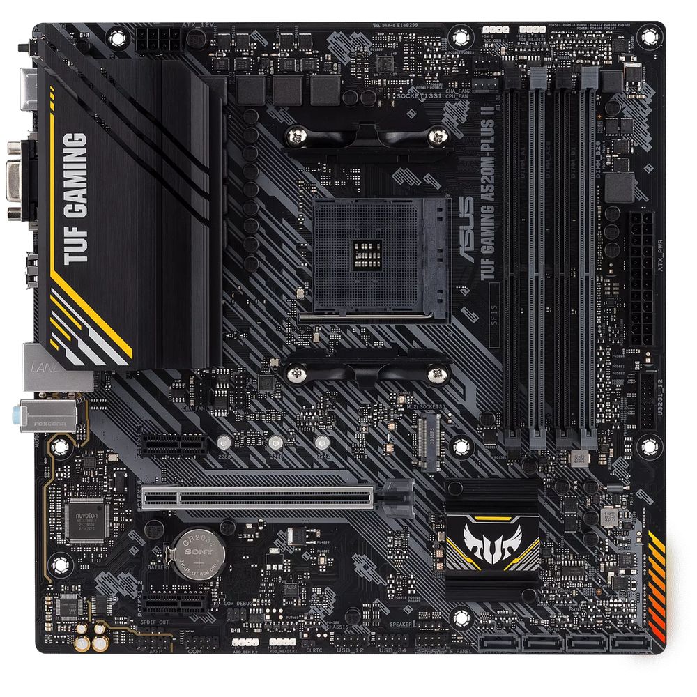 Материнская плата ASUS TUF GAMING A520M-PLUS II A520, AM4, 4*DDR4, 1*PCIEx16, 2*PCIEx1, 1*M.2, 5*USB3.2Gen1, 4*USB2.0, 4*SATA3.0, 1G, VGA, DP, HDMI, M-ATX, RTL