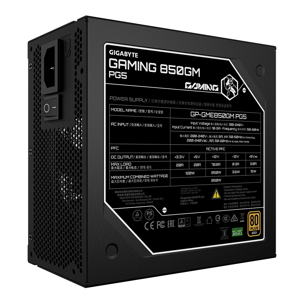 Блок питания ПК Gigabyte GME850GM PG5 850W, 80Plus, Platinum, Полностью модульный, PCIe Gen 5.1, ATX 3.1 compatible. — изображение 4