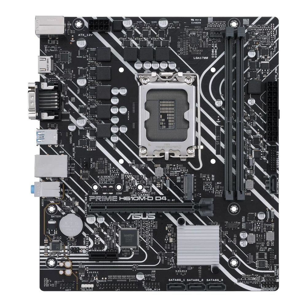 Материнская плата ASUS PRIME H610M-D D4 LGA1700 micro-ATX 2xDDR4 PCIEx16 PCIEx1 M.2 VGA HDMI GLAN (540489) — изображение 3