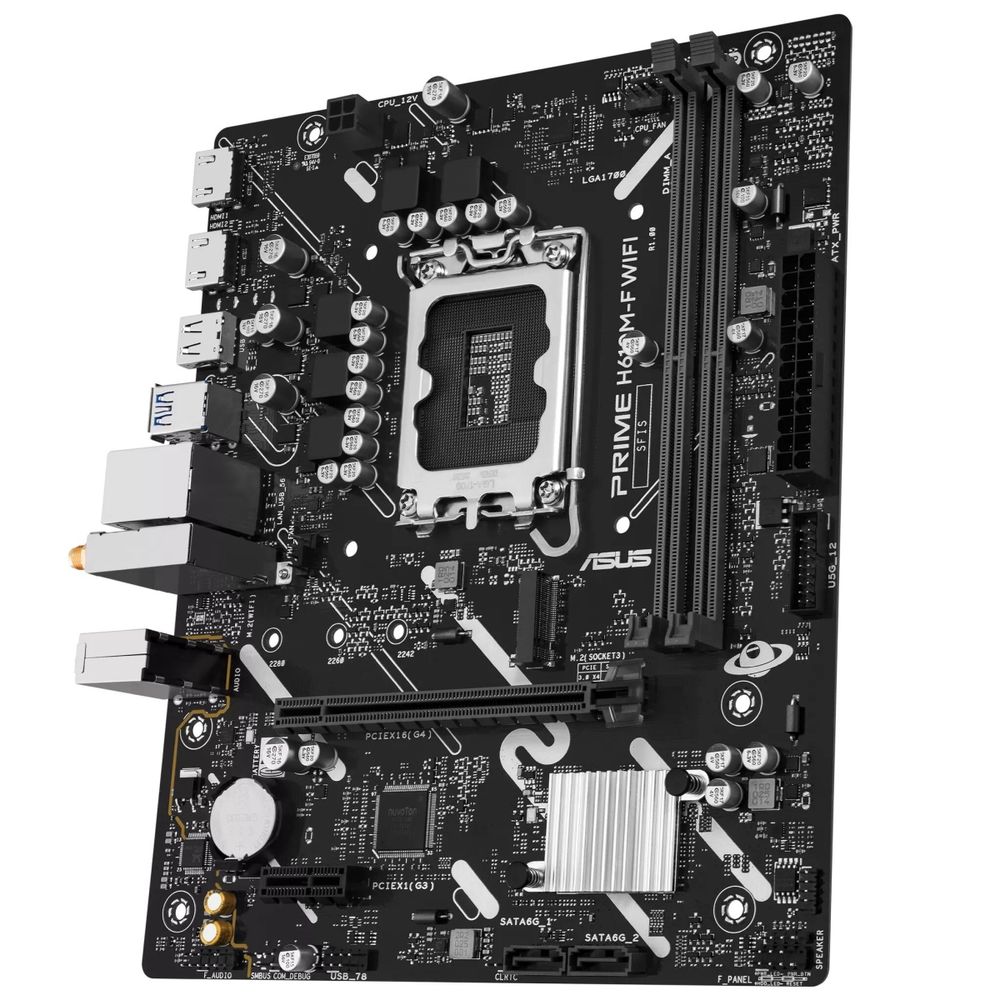 Материнская плата ASUS PRIME H610M-F WIFI H610, LGA1700, 2*DDR5, 4*DDR5, 1*PCIEx16, 1*PCIEx1, 1*M.2, 4*USB3.2Gen1, 5*USB2.0, 2*SATA3.0, 1G, 2*HDMI, M-ATX, RTL — изображение 4