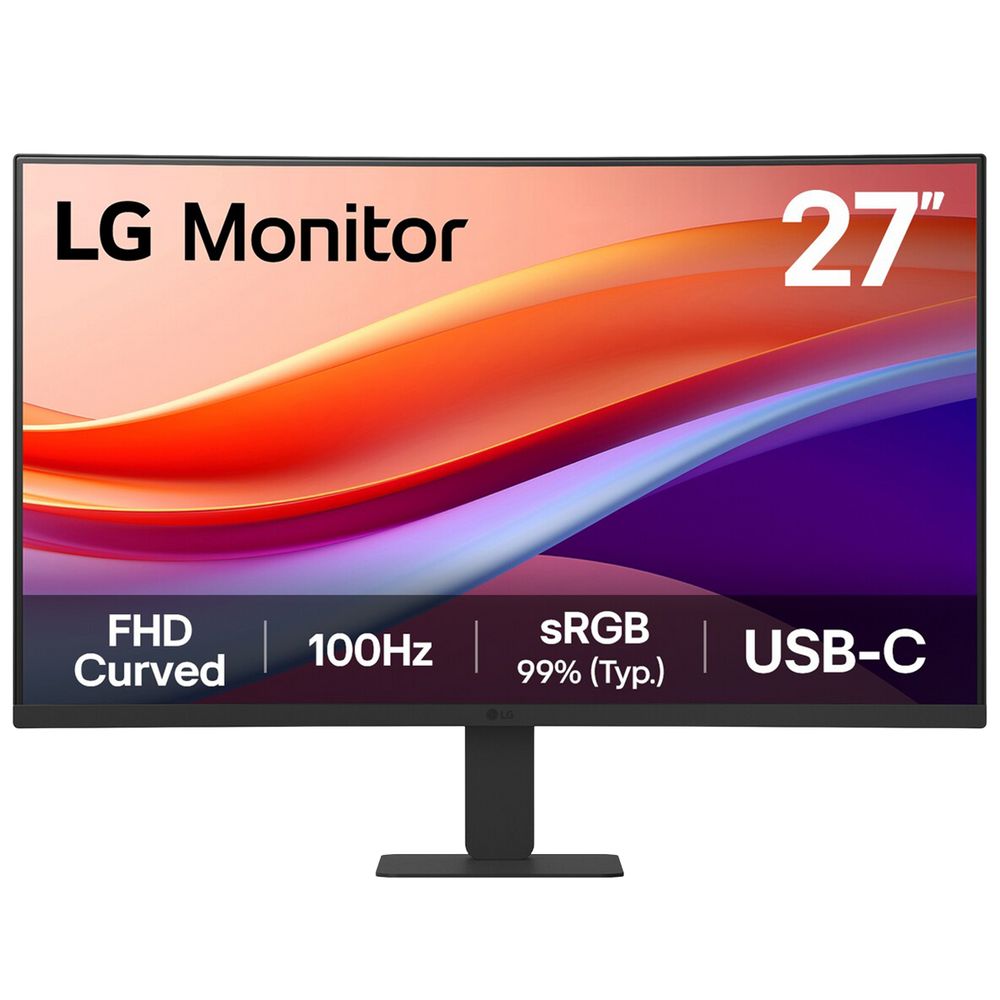Монитор 27" LG 27U421A-B Curved VA, 1920x1080, 100Hz, 5ms, 250сd/m, 3000:1, HDR10 | HDMI(2.0), Type-C(PD-15W) | ExPSU, Vesa 100, Black