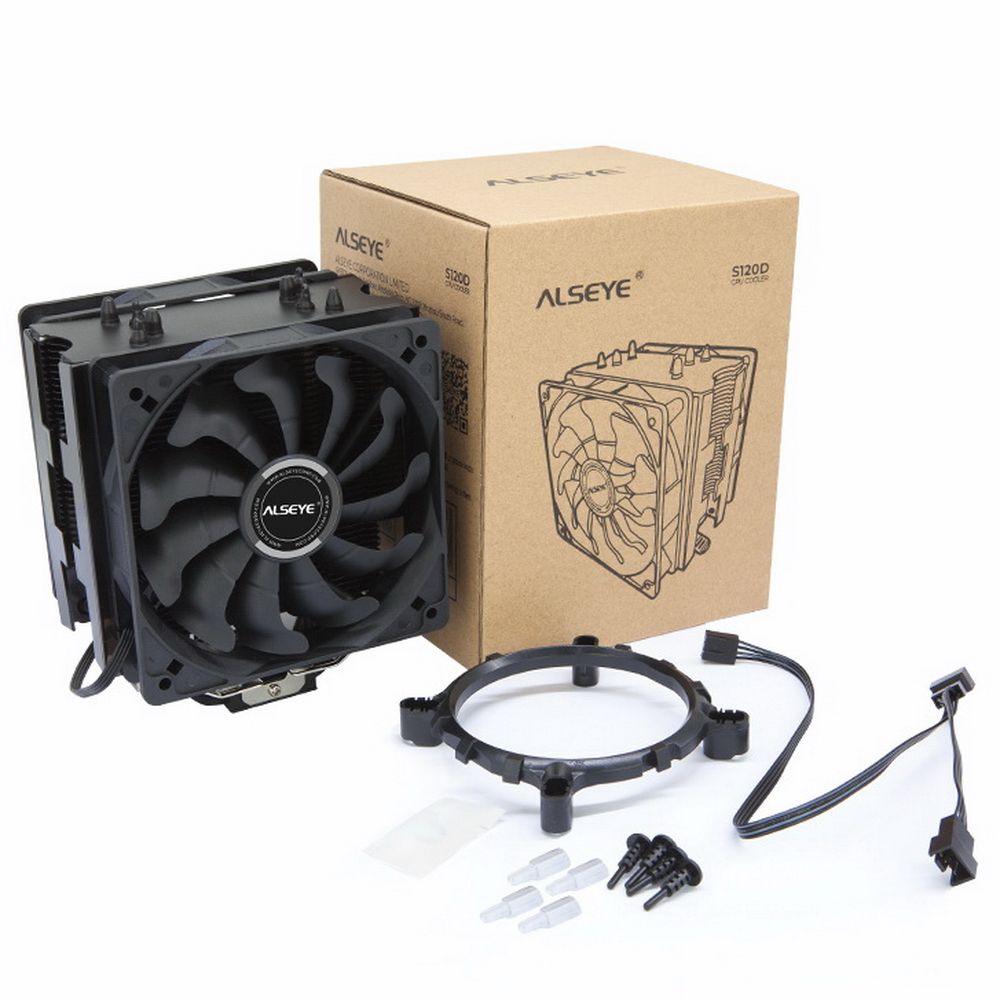 Вентилятор ALSEYE S120D-B Universal, TDP 135W, 2x120FAN, 4 heat pipe, PWM, RTL{20} (874258) — изображение 6