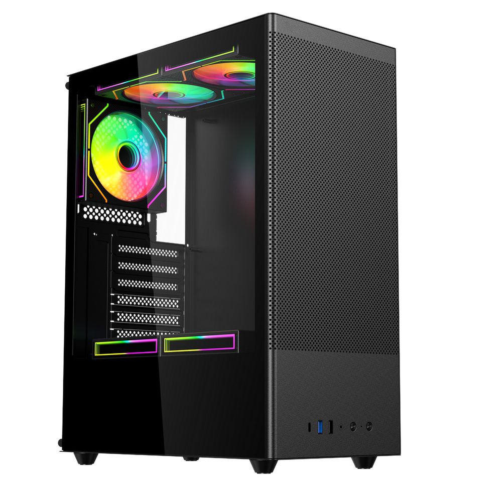 Корпус для ПК ACD Citadel 108B ATX, Type-C + 2XUSB ports + HD audio combo, Mesh, TG, Black.