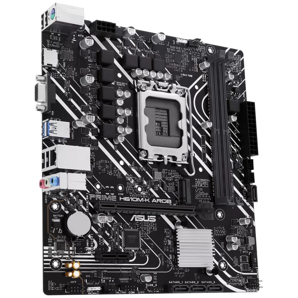 Материнская плата ASUS PRIME H610M-K ARGB H610, LGA1700, 2*DDR5, 1*PCIEx16, 1*PCIEx1, 1*M.2, 2*USB3.2Gen2, 1*USB3.2Gen1, 6*USB2.0, 4*SATA3.0, 1G, VGA, HDMI, M-ATX, RTL — изображение 4