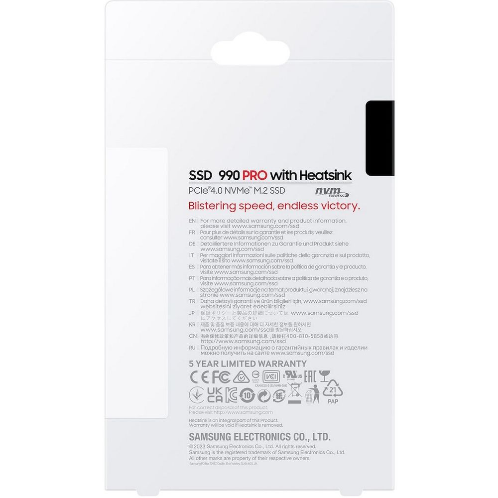 Твердотельный накопитель SSD M.2 2280 4TB Samsung 990 PRO with Heatsink MZ-V9P4T0GW PCIe Gen4x4 with NVMe, 7450/6900, IOPS 1600/1550K, MTBF 1.5M, Samsung V-NAND TLC, 4GB LPDDR4MB, 2400TBW, RTL — изображение 16