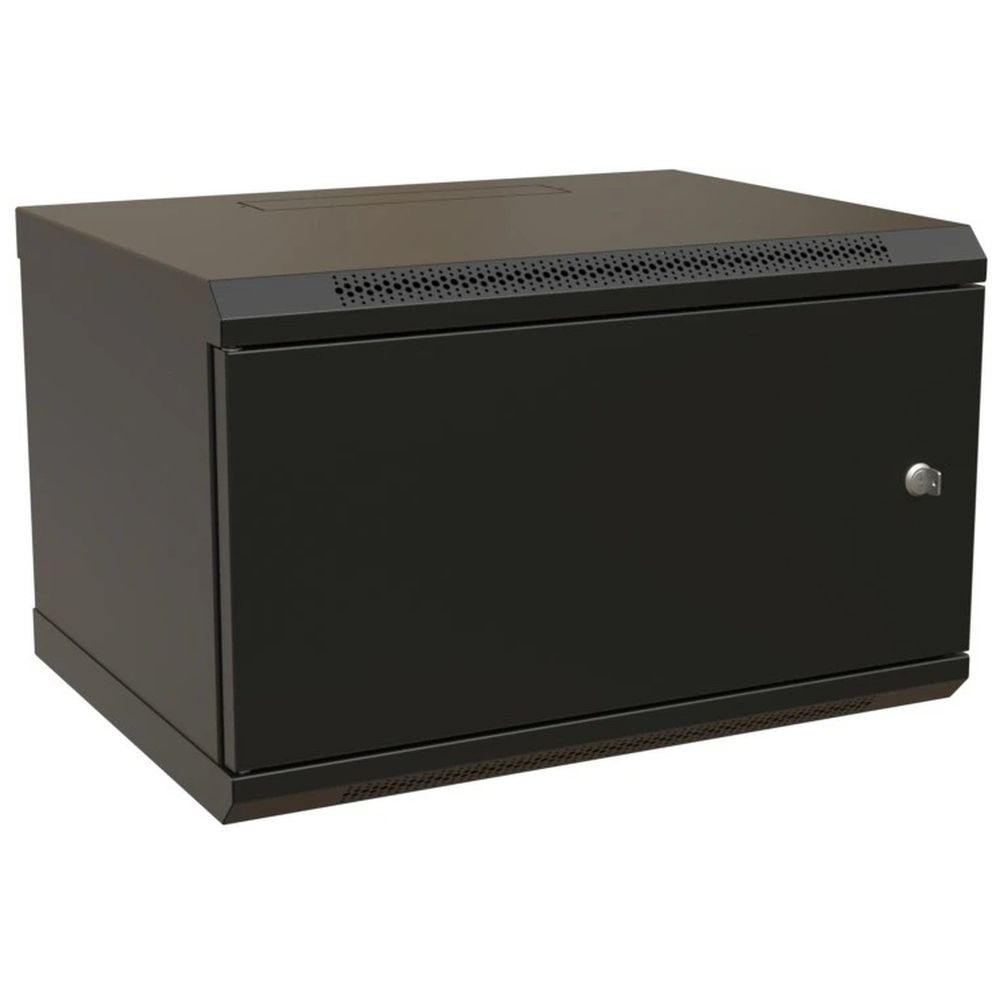 Шкаф Hyperline WRline WR-TW-0945-SR-RAL9004 настенный 19-дюймовый (19"), 9U, 500x600х450мм, цельнометаллическая дверь с замком, цвет черный (RAL9004) (разобранный)