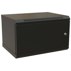 Шкаф Hyperline WRline WR-TW-0666-SR-RAL9004 настенный 19-дюймовый (19"), 6U, 367x600х600мм, цельнометаллическая дверь с замком, цвет черный (RAL9004) (разобранный)